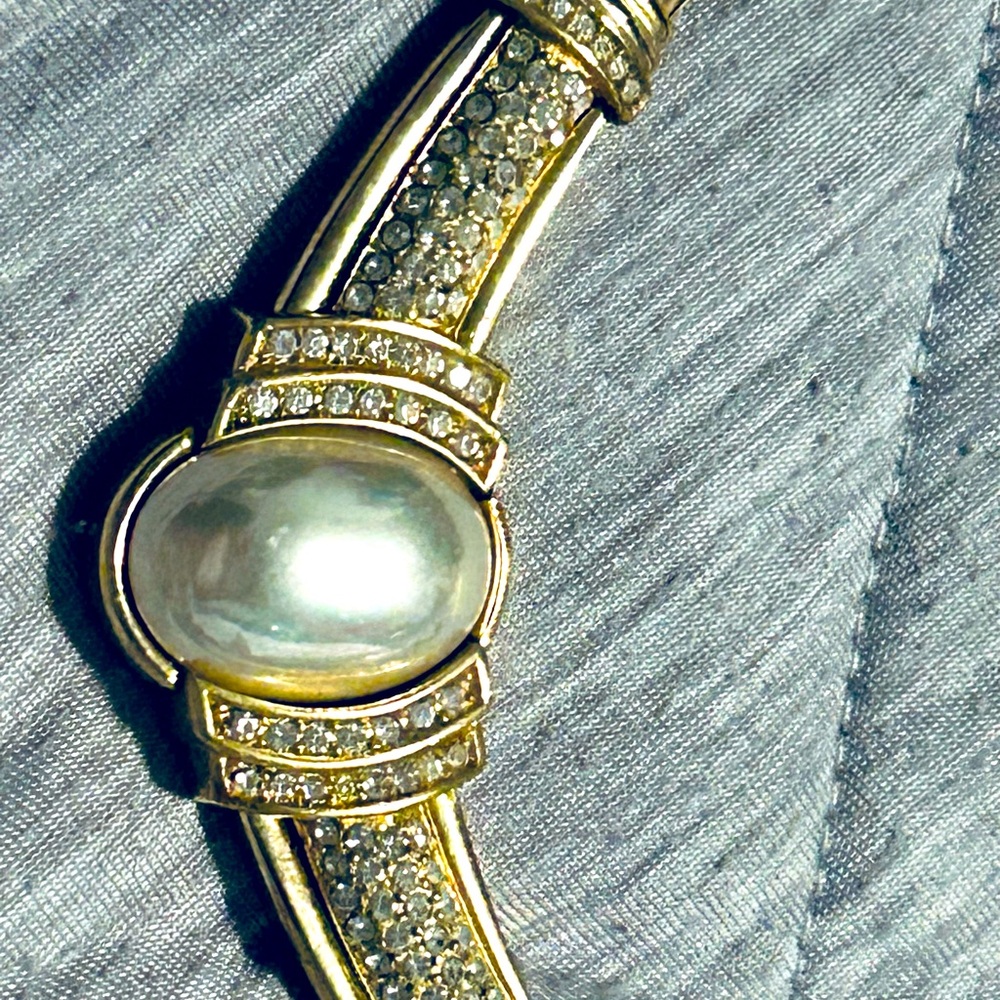 Collectable Vintage Dior Gold and Silver Necklace with Pearl ,Rhinestone